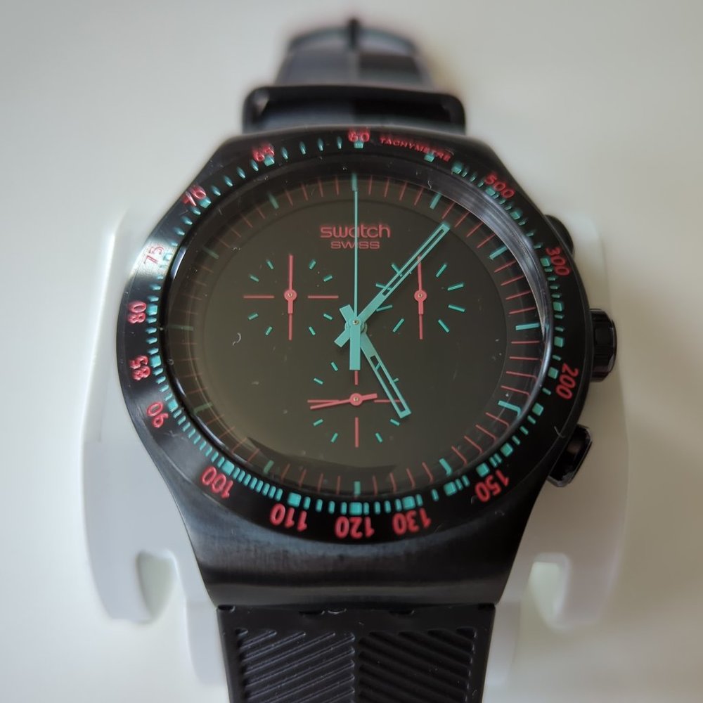 NEW Swatch Irony Mint in Dark Chronograph Men Watch YOB105
